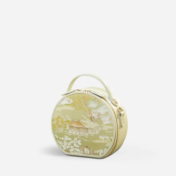 Chinese Painting Mulberry Silk Round Bag Luxury Handbag - 图片 3