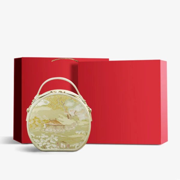 Chinese Painting Mulberry Silk Round Bag Luxury Handbag - 图片 11