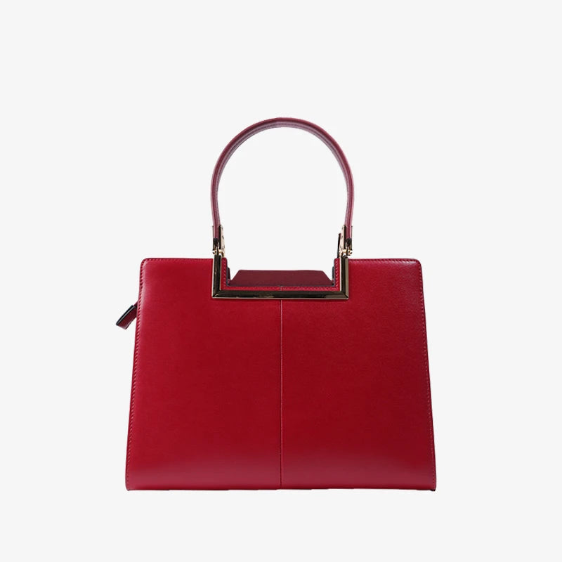 Sinocultural Embroidery Leather Red Tote Bag Magnolia Women's Handbag - 图片 15