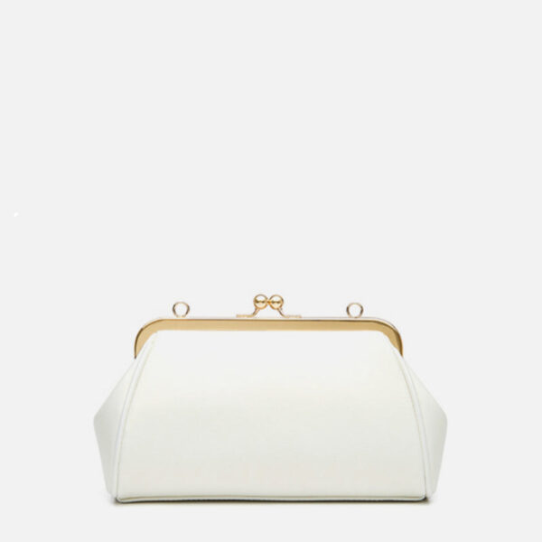 Embroidery Leather Kiss Lock Clutch Bag Lotus Evening Handbag - 图片 15