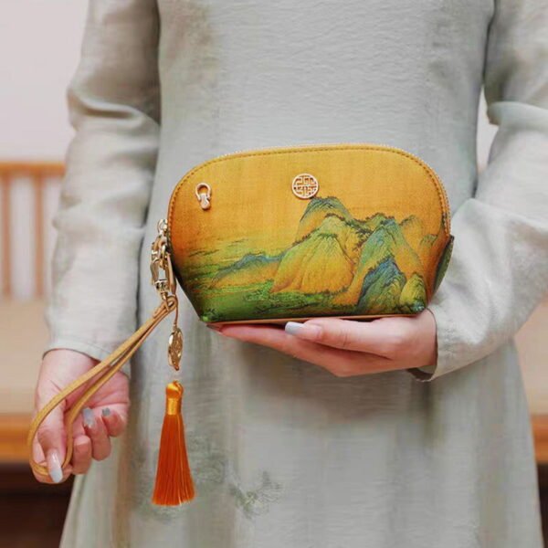 Chinese Ancient Painting Mulberry Silk Luxury Clutch Bag Wallet - 图片 2