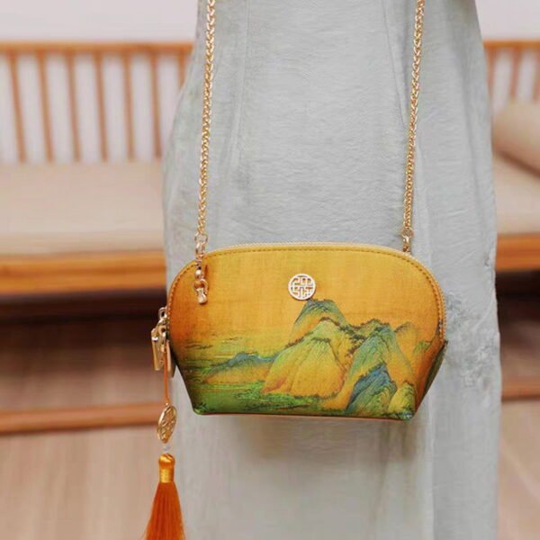 Chinese Ancient Painting Mulberry Silk Luxury Clutch Bag Wallet - 图片 3