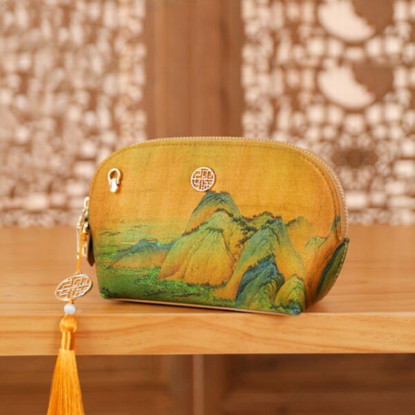 Chinese Ancient Painting Mulberry Silk Luxury Clutch Bag Wallet - 图片 5