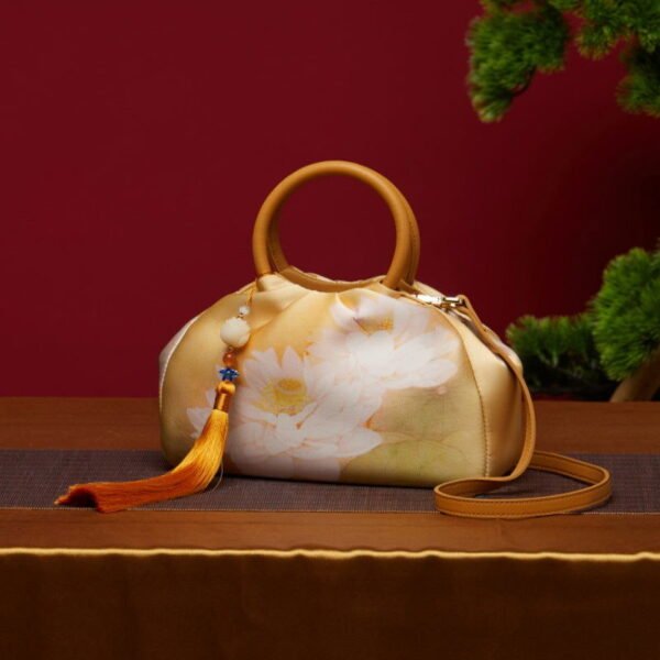 Mulberry Silk Chinese Style Yellow Bamboo Handbag - 图片 5