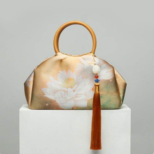 Mulberry Silk Chinese Style Yellow Bamboo Handbag - 图片 6