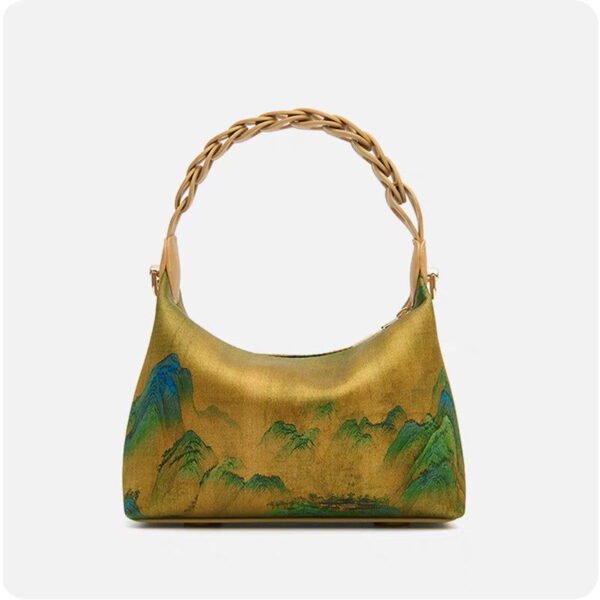 Chinese Painting Xiangyunsha Silk Shoulder Bag Designer Handbag - 图片 10