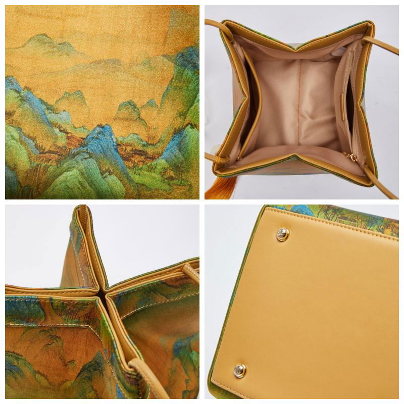 Chinese Painting Mulberry Silk Bucket Bag Vintage Handbag - 图片 7