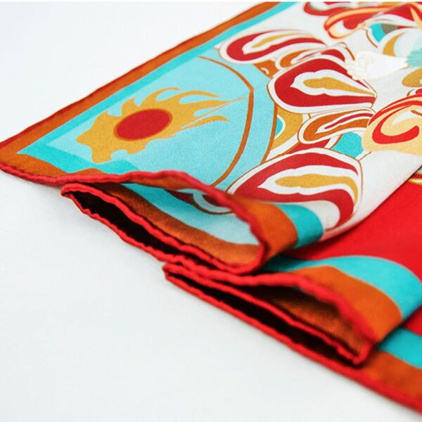 Mulberry Silk 16 Momme Dunhuang Deer Silk Scarf 90x90cm - 图片 5