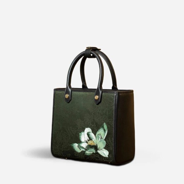 Embroidery Xiangyunsha Silk Tote Bag Hibiscus Elegant Handbag - 图片 11