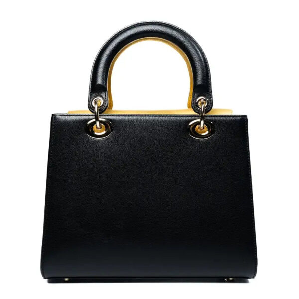 Embroidery Leather Black Lady Bag Gold Peony Luxury Handbag - 图片 13