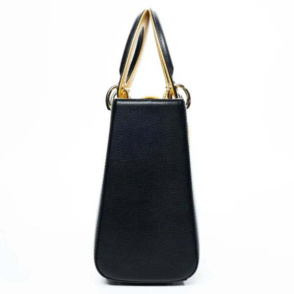 Embroidery Leather Black Lady Bag Gold Peony Luxury Handbag - 图片 14