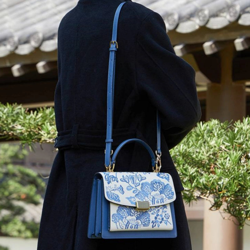 Embroidery Leather Peony Clutch Bag New Chinese Style Handbag - 图片 6