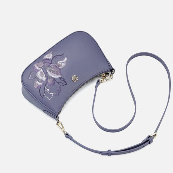 Embroidery Leather Red Shoulder Bag Peony Women's Hobo Handbag - 图片 18