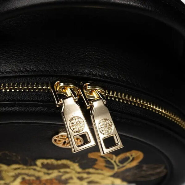 Embroidery Leather Round Handbag High Luxury Royal Gold Peony - 图片 16