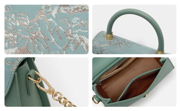 Embroidery Leather Shoulder Handbag Luxury Jacquard - 图片 6