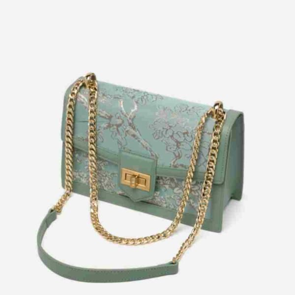 Embroidery Leather Shoulder Square Handbag Sacred Tree - 图片 3