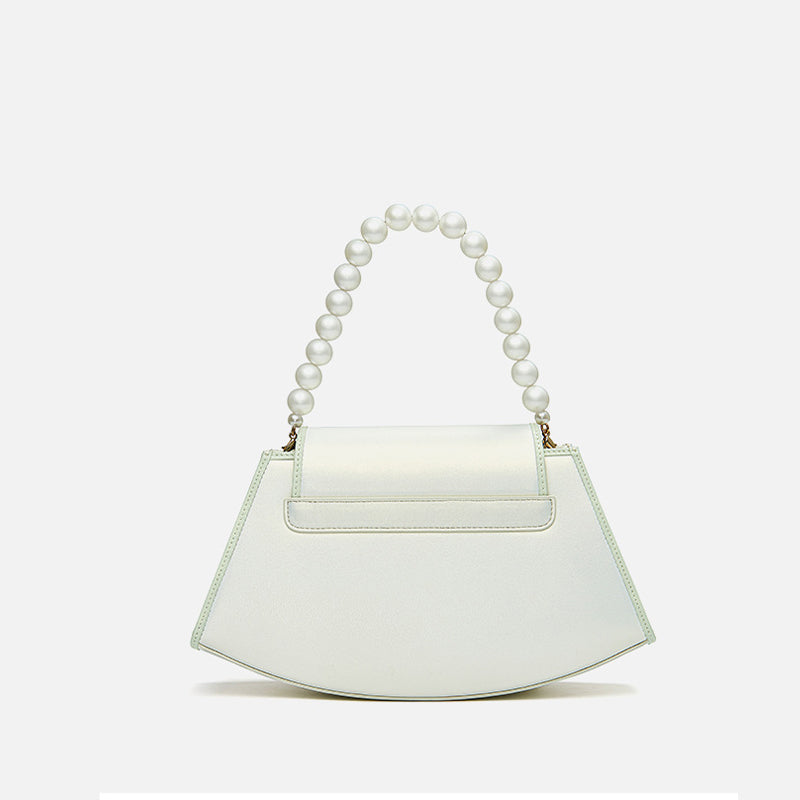 Embroidery Leather Retro White Lotus Handbag with Pendant - 图片 14