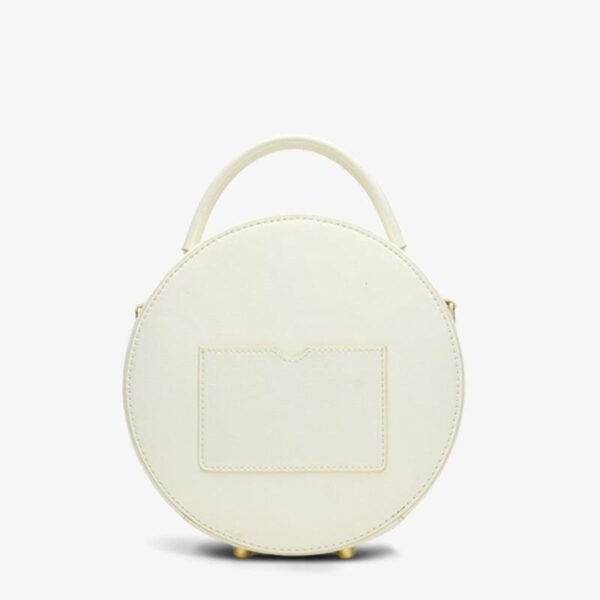 Embroidery Leather White Round Handbag Lotus - 图片 10