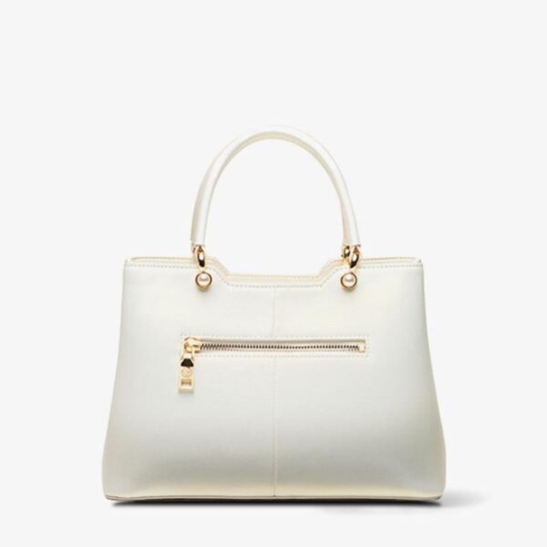 Embroidery Leather White Crossbody Tote Bag Lotus Luxury Gift - 图片 11