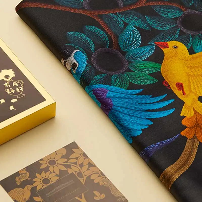 16 Momme Silk Luxury Square Silk Scarf Floral and Avian Design 87x87cm - 图片 4