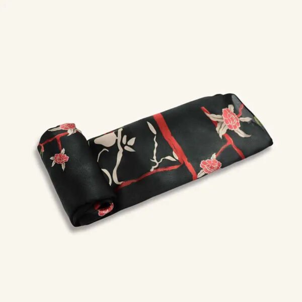 Luxurious Elegant Vintage Black Floral Silk Square Scarf 87 x 87 cm - 图片 5