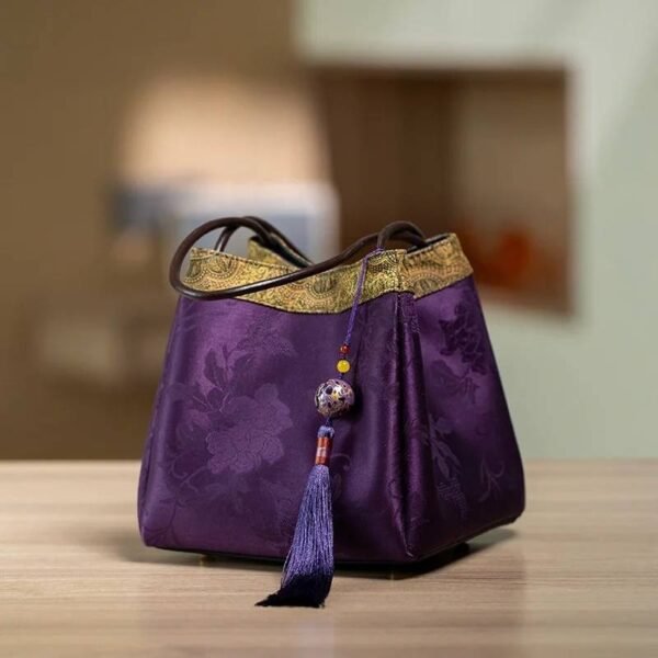 Xiangyunsha Silk Elegant Mini Bucket Bag - 图片 13