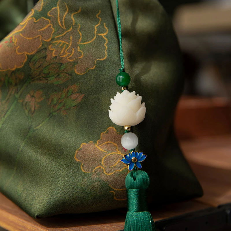 Xiangyunsha Silk Dark Green Mulberry Silk Shoulder Bag - 图片 7