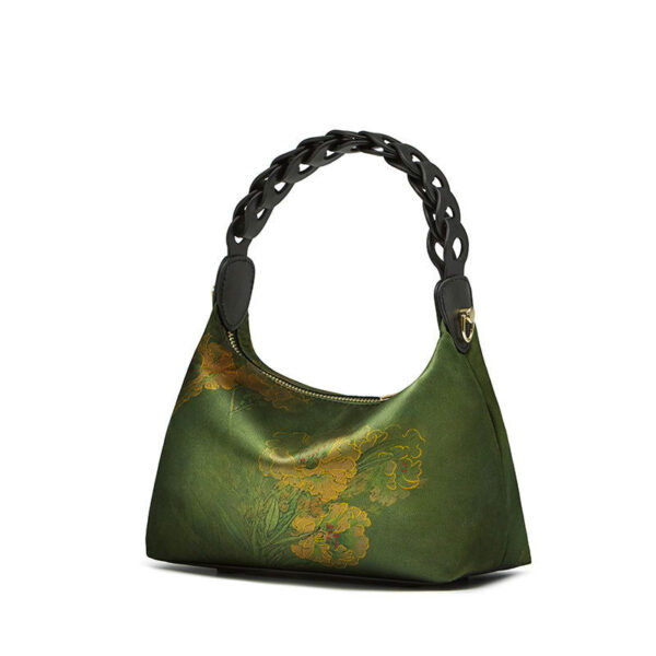 Xiangyunsha Silk Dark Green Mulberry Silk Shoulder Bag - 图片 14
