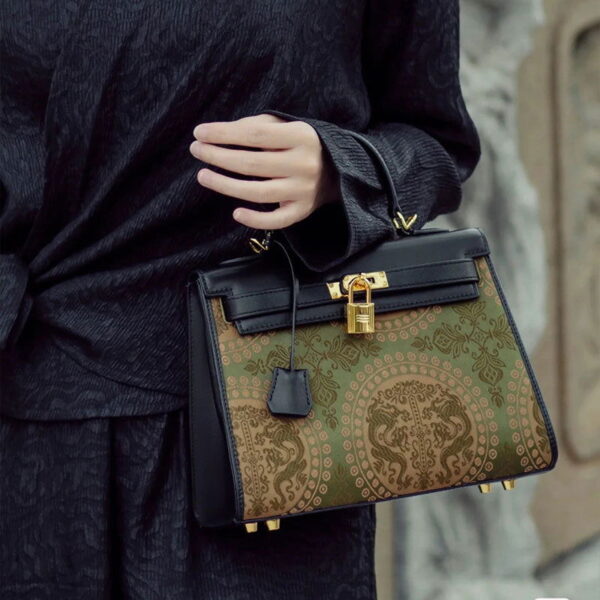 Mulberry Silk  Song Brocade Floral Green Kelly Bag - 图片 2