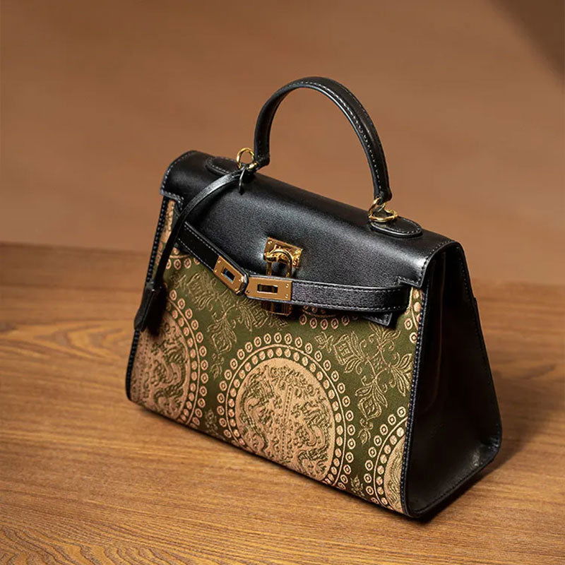 Mulberry Silk Song Brocade Floral Green Kelly Bag - 图片 5