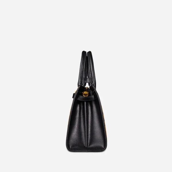 Handmade xiangyunsha Silk Black Leather Kelly Bag Chinese Painting - 图片 17