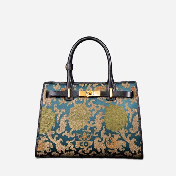 Handmade Song Brocade Chinoiserie Leather Kelly Bag Twining Flowers - 图片 11