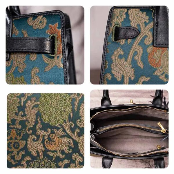 Handmade Song Brocade Chinoiserie Leather Kelly Bag Twining Flowers - 图片 7