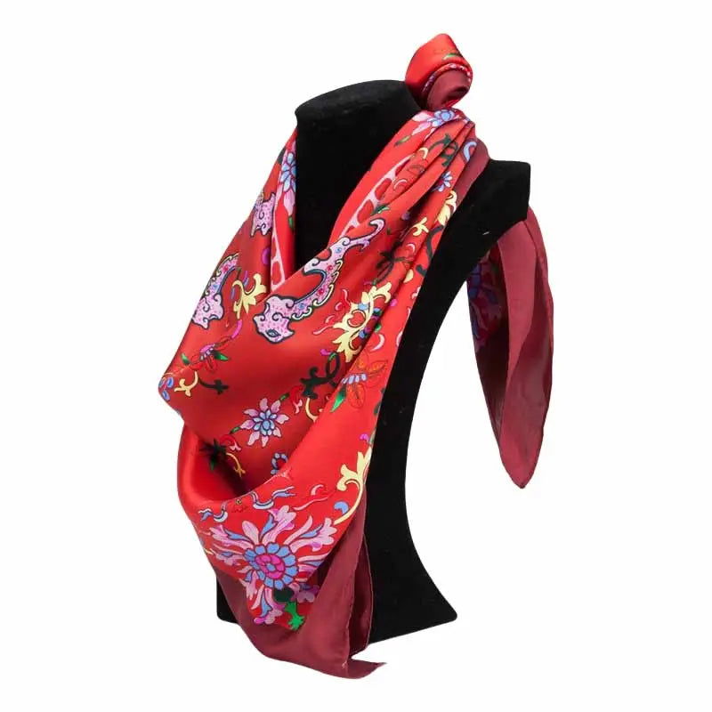 Mulberry Silk Elegant Square Scarf Fate of Fortune 90x90cm - 图片 3