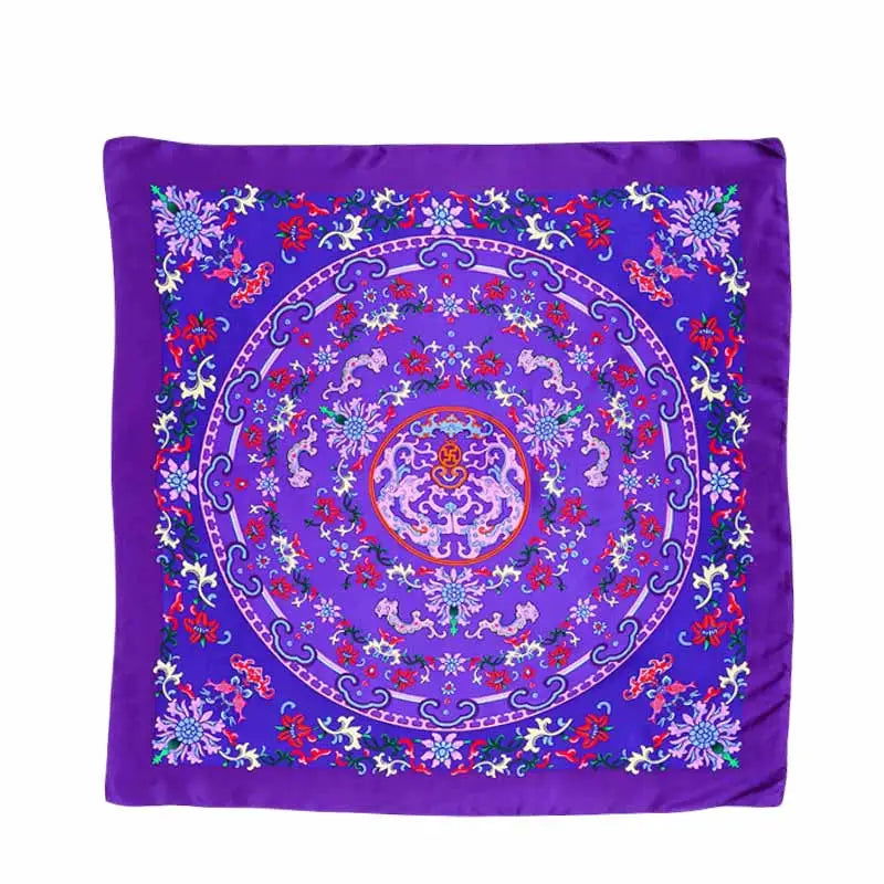 Mulberry Silk Elegant Square Scarf Fate of Fortune 90x90cm - 图片 4