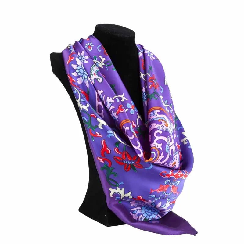 Mulberry Silk Elegant Square Scarf Fate of Fortune 90x90cm - 图片 6