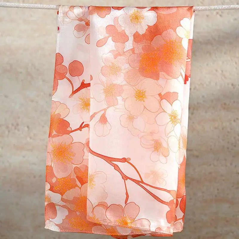 100% Mulberry Silk Elegant Silk Scarf Hundred Flowers Design 65x65cm - 图片 4