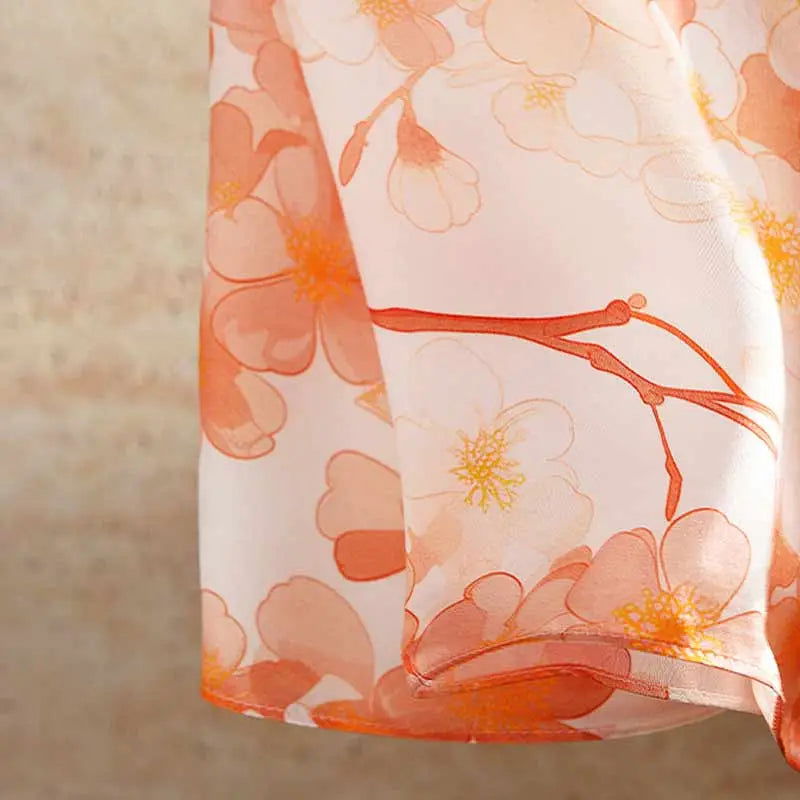 100% Mulberry Silk Elegant Silk Scarf Hundred Flowers Design 65x65cm - 图片 5