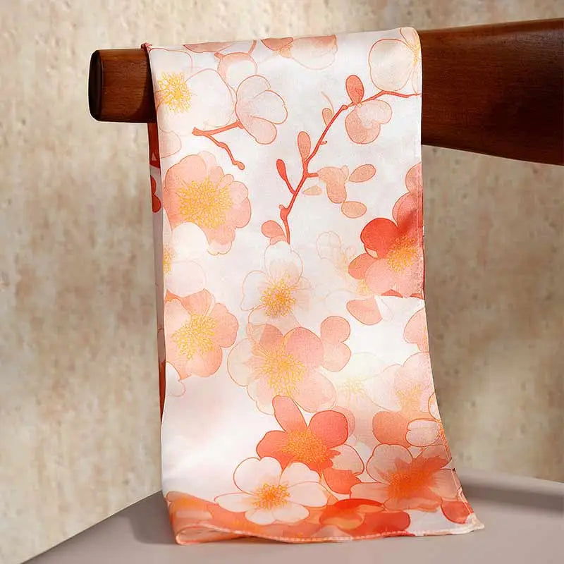 100% Mulberry Silk Elegant Silk Scarf Hundred Flowers Design 65x65cm - 图片 6