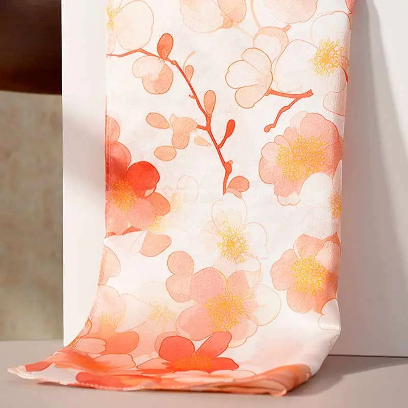 100% Mulberry Silk Elegant Silk Scarf Hundred Flowers Design 65x65cm - 图片 7