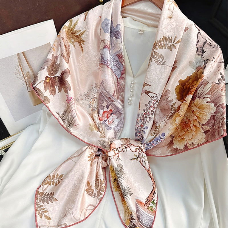 Mulberry Silk 14 Momme Square Scarf Radiant Floral 108x108 cm - 图片 5