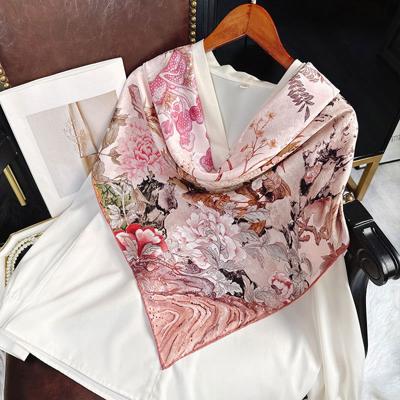 Mulberry Silk 14 Momme Square Scarf Radiant Floral 108x108 cm - 图片 3