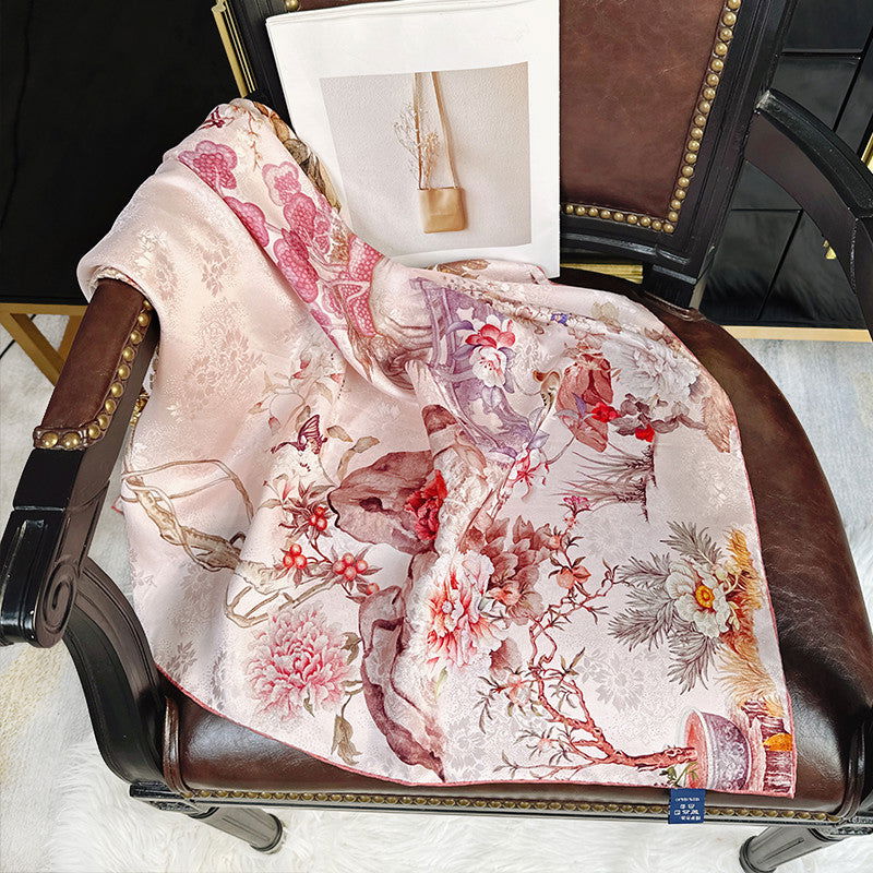 Mulberry Silk 14 Momme Square Scarf Radiant Floral 108x108 cm - 图片 4