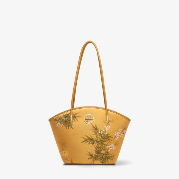 Mulberry Silk Handcrafted Bamboo Yellow Tote Bag - 图片 6