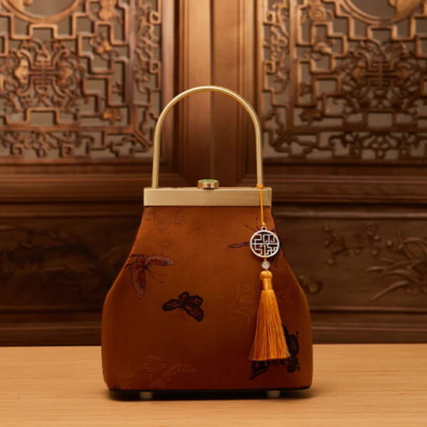 Mulberry Silk Luxury Light Green Kiss Lock Clutch Bag - 图片 16
