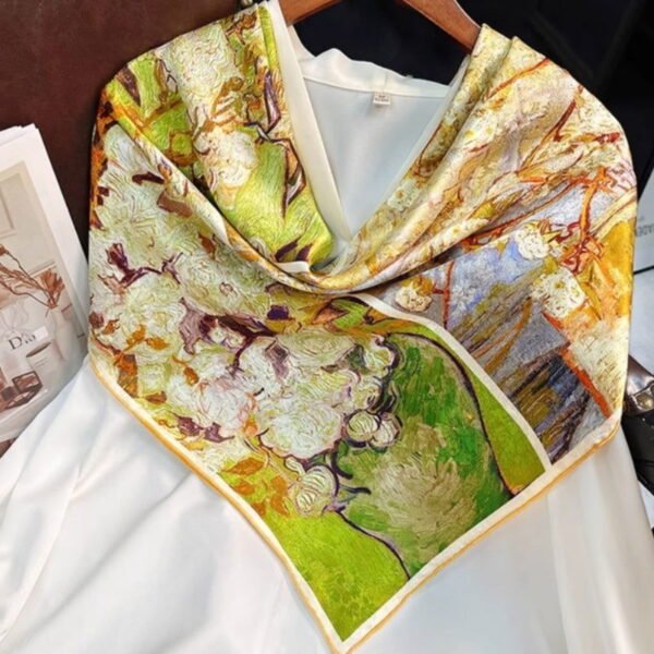 Mulberry Silk 14 Momme Square Scarf Spring Canvas 108x108 cm - 图片 5