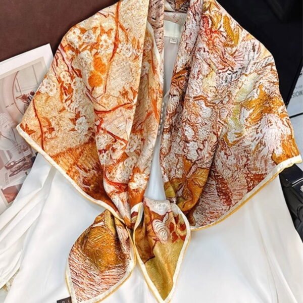 Mulberry Silk 14 Momme Square Scarf Spring Canvas 108x108 cm - 图片 2