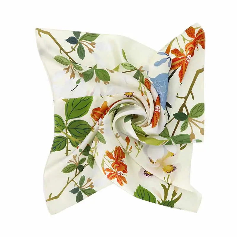 National Museum Floral Silk Square Scarf Four Seasons 53 x 53 cm - 图片 8