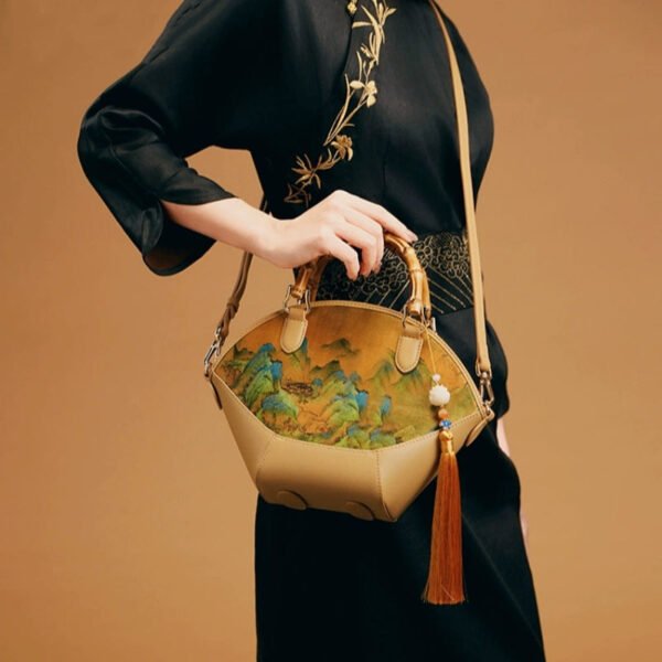 Chinese Painting Xiangyunsha Silk Tote Bag Designer Handbag - 图片 2