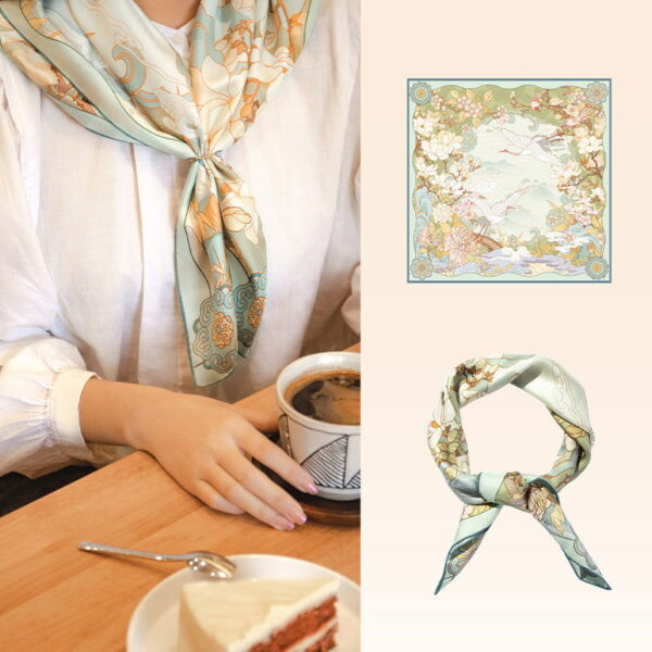 Mulberry Silk 14 Momme Square Scarf Luxury Accessory 63.5x63.5 cm - 图片 9